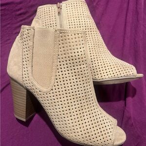 Chinese Laundry Beige Perforated Ankle Booties